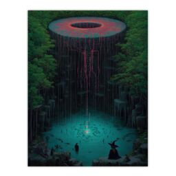 "Artery8 Witch Forest Tree Of Life Surreal Fantasy Art Wall Art Print in Green - Size: W24"" x H32""" - thumbnail 1