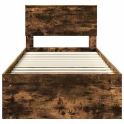 Berkfield Home Bed Frame with Headboard Smoked Oak 90 x 200 cm Solid Pine Wood in Brown - thumbnail 7