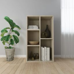 Berkfield Home Book Cabinet/Sideboard Sonoma Oak 50x25x80 cm Engineered Wood in Brown - Size: 50 x 25 x 80 cm - thumbnail 1