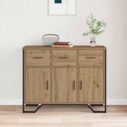 Berkfield Home Sideboard Artisan Oak 97x32.5x74.5 cm Engineered Wood in Brown - thumbnail 4