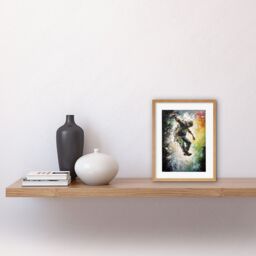 "Artery8 Wall Art Print Base Jumping Multicoloured Paint Splat Action Shot Artwork Framed 9X7 Inch in Beige - Size: W7"" x H9""" - thumbnail 2