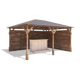 Dunster House Garden Bar Gazebo Heavy Duty with Log Bar 4m x 3m - Utopia in Brown - thumbnail 1