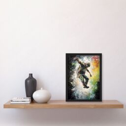 Artery8 Base Jumping Multicoloured Paint Splat Action Shot Artwork Framed Wall Art Print A4 in Black - thumbnail 2