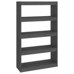 Berkfield Home Book Cabinet/Room Divider Grey 80x30x135.5 cm Solid Wood Pine - thumbnail 1