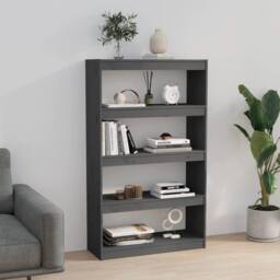 Berkfield Home Book Cabinet/Room Divider Grey 80x30x135.5 cm Solid Wood Pine - thumbnail 3