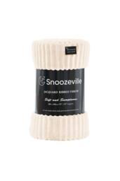 Dyzi Large Supersoft Ribbed Jacquard Fleece Throw Blanket 200 x 240cm in Cream - Size: 200 cm x 240 cm - thumbnail 2