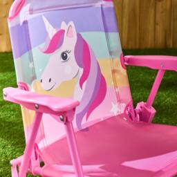 OHS Kids Unicorn Camping Chair Parasol Set Picnic Outdoor Folding Seat in Pink - thumbnail 2