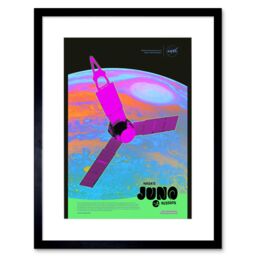 "Artery8 Wall Art Print NASA Jupiter Juno Mission Psychedelic Artwork Framed 9X7 Inch in Black - Size: W7"" x H9""" - thumbnail 1