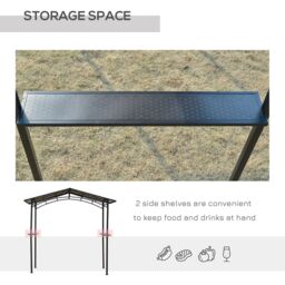 OUTSUNNY 8ft x 5ft Outdoor BBQ Protective Gazebo Aluminium Frame w/ 2 Shelves in Black - thumbnail 5