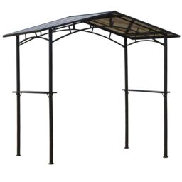 OUTSUNNY 8ft x 5ft Outdoor BBQ Protective Gazebo Aluminium Frame w/ 2 Shelves in Black - thumbnail 2