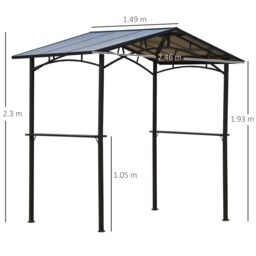 OUTSUNNY 8ft x 5ft Outdoor BBQ Protective Gazebo Aluminium Frame w/ 2 Shelves in Black - thumbnail 3