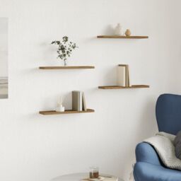 Berkfield Home Wall Shelves 4 pcs Artisan Oak 40x10x1.5 cm Engineered Wood in Brown - thumbnail 3