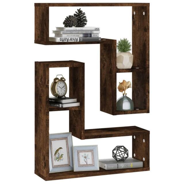 Berkfield Home Decorative Wall Shelves 2 pcs Smoked Oak 50x15x50 cm Engineered Wood in Brown - Size: 50 x 15 x 50 cm - image 1