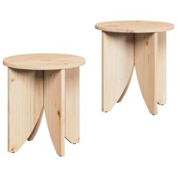 Berkfield Home Coffee Table 2 pcs Natural 41.5 x 41.5 x 44 cm Solid pine wood in Brown - thumbnail 2