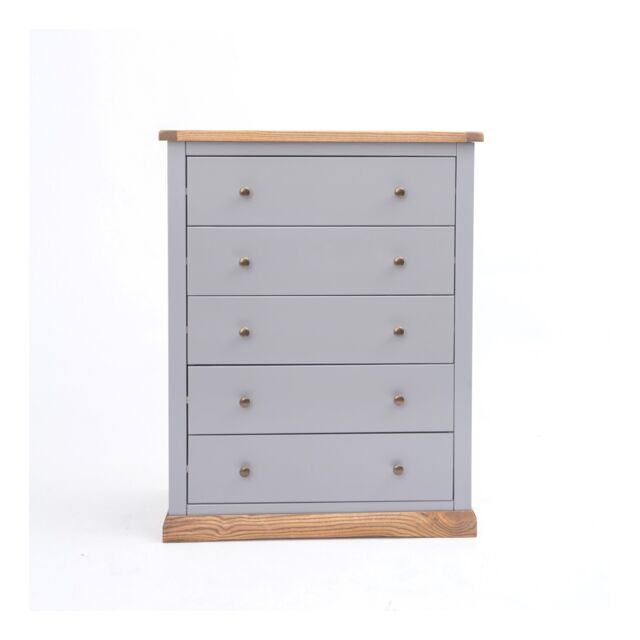 Cabinet Bits Bicarri 5 Drawer Chest of Drawers Brass Knob in Grey - image 1