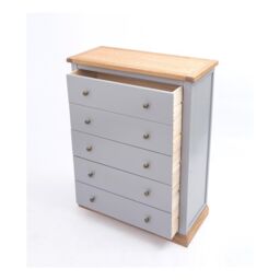 Cabinet Bits Bicarri 5 Drawer Chest of Drawers Brass Knob in Grey - thumbnail 4