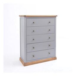 Cabinet Bits Bicarri 5 Drawer Chest of Drawers Brass Knob in Grey - thumbnail 2