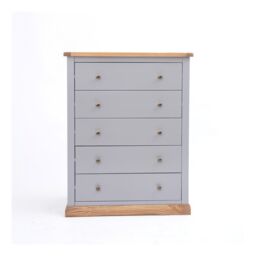 Cabinet Bits Bicarri 5 Drawer Chest of Drawers Brass Knob in Grey - thumbnail 1