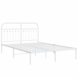 Berkfield Home Metal Bed Frame without Mattress with Headboard White 140x190cm - Size: 140x190 cm - thumbnail 3