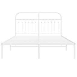 Berkfield Home Metal Bed Frame without Mattress with Headboard White 140x190cm - Size: 140x190 cm - thumbnail 4