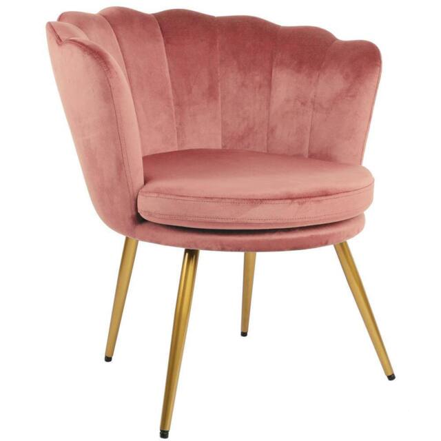 Genesis Flora Velvet Accent Chair Petal Back Plush Upholstered Modern Chair in Dusty Pink - Size: 1 Seater - image 1