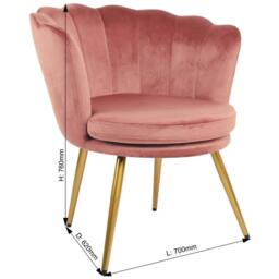 Genesis Flora Velvet Accent Chair Petal Back Plush Upholstered Modern Chair in Dusty Pink - Size: 1 Seater - thumbnail 3