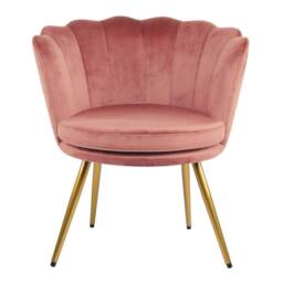 Genesis Flora Velvet Accent Chair Petal Back Plush Upholstered Modern Chair in Dusty Pink - Size: 1 Seater - thumbnail 5