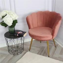 Genesis Flora Velvet Accent Chair Petal Back Plush Upholstered Modern Chair in Dusty Pink - Size: 1 Seater - thumbnail 2