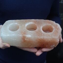 KDMD Natural Salt Candle Holder - 3 holes in Orange