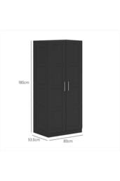 ERGOVEXA Double Panel Door Wardrobe, Shelves, Black - thumbnail 2