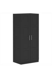 ERGOVEXA Double Panel Door Wardrobe, Shelves, Black
