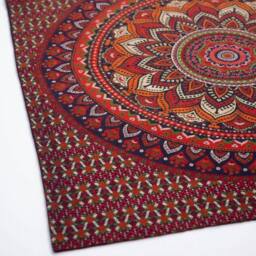 KDMD Double Cotton Bedspread & Wall Hanging - Mandala Design, Orange/Blue in Orange - thumbnail 2
