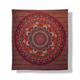 KDMD Double Cotton Bedspread & Wall Hanging - Mandala Design, Orange/Blue in Orange - thumbnail 4