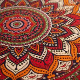 KDMD Double Cotton Bedspread & Wall Hanging - Mandala Design, Orange/Blue in Orange - thumbnail 3