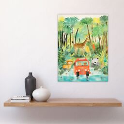 Artery8 Jungle Safari Adventure Animals Kids Bedroom Nursery Giraffe Lion Watercolour Artwork Large Wall Unframed Art Poster Print Thick Paper 18X24 - thumbnail 4