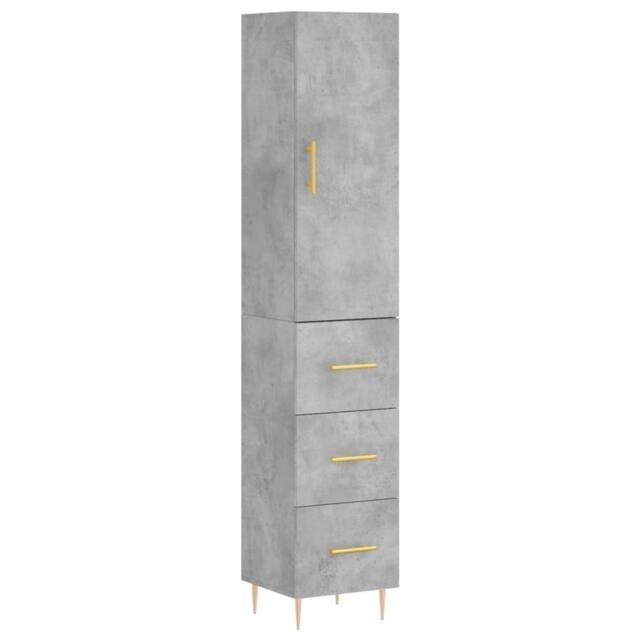 Berkfield Home Highboard Concrete Grey 34.5x34x180 cm Engineered Wood - image 1