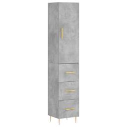 Berkfield Home Highboard Concrete Grey 34.5x34x180 cm Engineered Wood - thumbnail 1