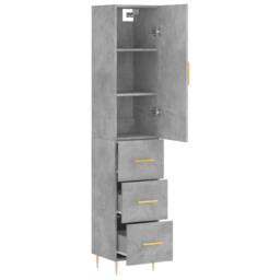 Berkfield Home Highboard Concrete Grey 34.5x34x180 cm Engineered Wood - thumbnail 4