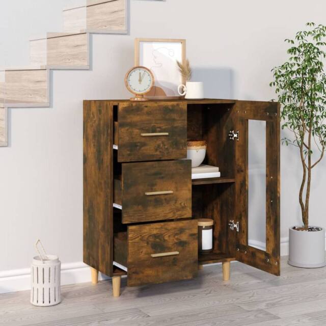 Berkfield Home Sideboard Smoked Oak 69, 5x34x90 cm Engineered Wood in Brown - Size: 5 x 34 x 90 cm - image 1