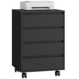 HOMCOM Mobile Vertical Filing Cabinet with 4 Drawers for Home Office, Black - thumbnail 2