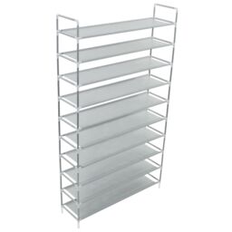 Berkfield Home Shoe Rack with 10 Shelves Metal & Non-woven Fabric Silver - thumbnail 3