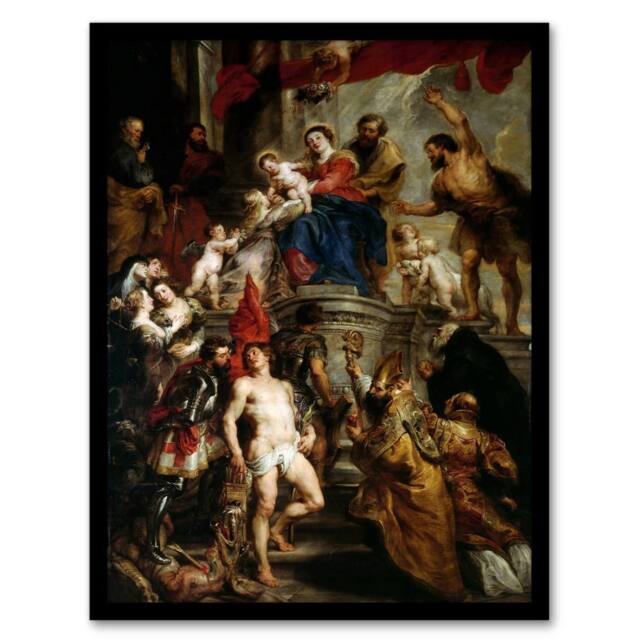 Artery8 Peter Paul Rubens Mystic Marriage of Saint Catherine Framed Art Print - Size: A4 - image 1