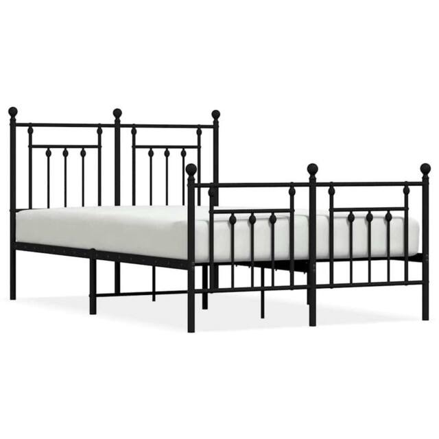 Berkfield Home Metal Bed Frame with Headboard & Footboard Black 135x190 cm Double - image 1