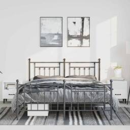 Berkfield Home Metal Bed Frame with Headboard & Footboard Black 135x190 cm Double - thumbnail 4