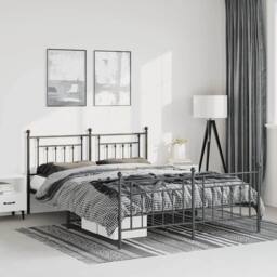 Berkfield Home Metal Bed Frame with Headboard & Footboard Black 135x190 cm Double - thumbnail 2