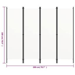 Berkfield Home 4-Panel Room Divider Cream White 200x180 cm in Off-White - thumbnail 6