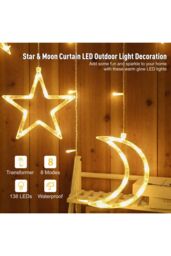 Groundlevel Indoor / Outdoor Star & Moon LED Curtain Lights in White - thumbnail 4
