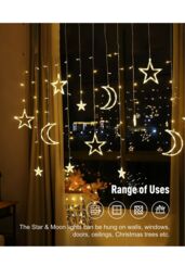 Groundlevel Indoor / Outdoor Star & Moon LED Curtain Lights in White - thumbnail 3