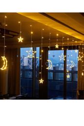 Groundlevel Indoor / Outdoor Star & Moon LED Curtain Lights in White
