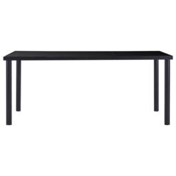 Berkfield Home Modern Dining Table Black 180x90x75 cm Tempered Glass - Size: 180 x 90 x 75 cm - thumbnail 3
